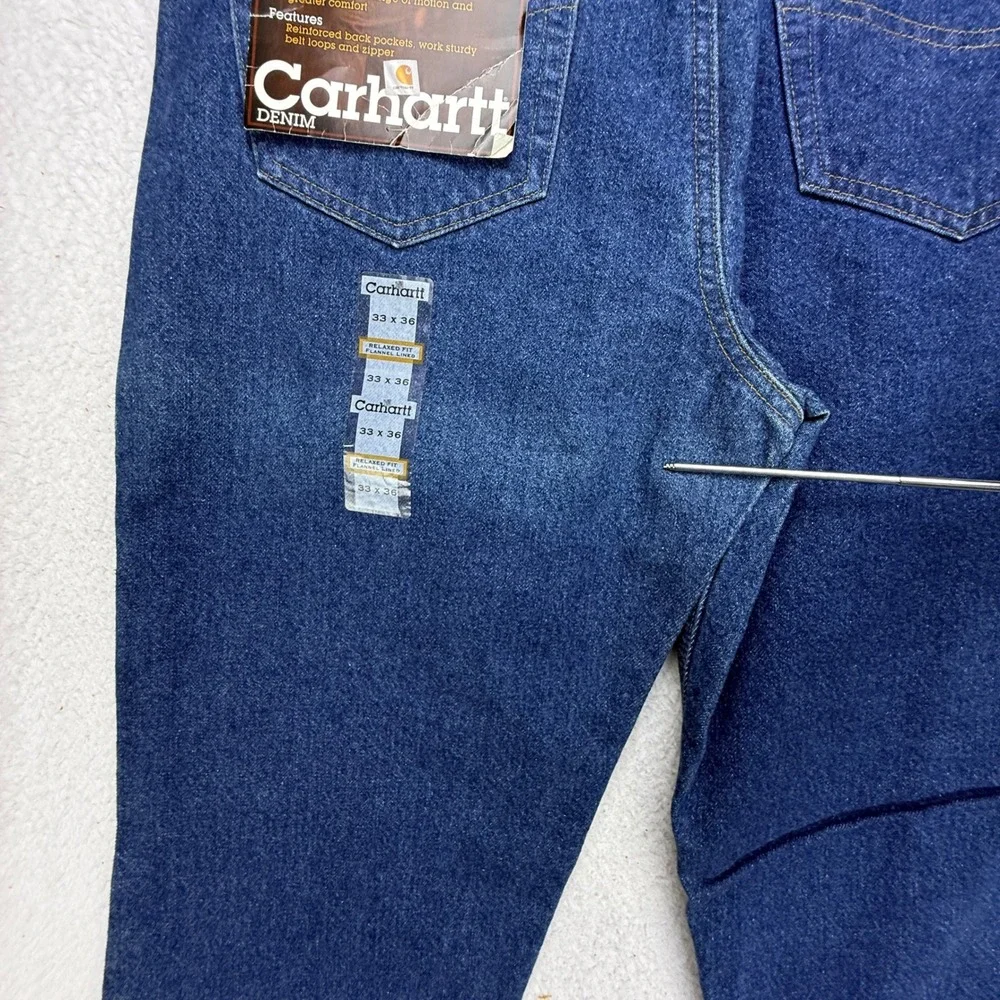 Carhartt Relaxed Fit Flannel Lined Denim Jeans Mens B21 DST 33x36 NWT NOS